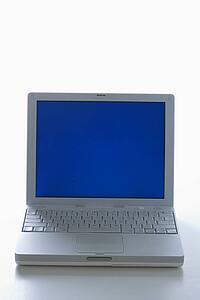 Laptop computer with blue screen.
