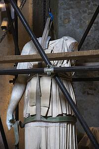 Statue under restoration in Capitolini Museum, Rome, Italy.