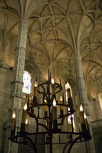 Interior of Mosteiro dos Jeronimos in Lisbon, Portugal.
