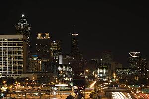 Nightscape of Atlanta, Georgia skyline.