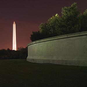 Washington Monument at night in Washington, D. C., USA.