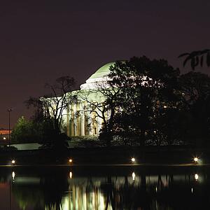 Jefferson Memorial at night in Washington, D. C., USA.