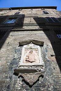 Outdoor relief of Virgin and Child, Italy. 