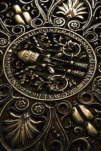Decorative design inside St. Peter's Basilica, Rome, Italy.