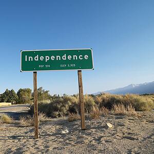 Sign for town named Independence.