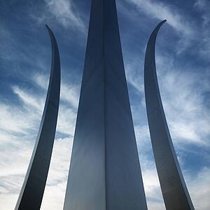 Three spires of Air Force Memorial in Arlington Virginia USA