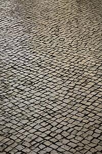 Stone inlayed street in Lisbon, Portugal