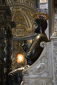 Saint Peter Enthroned statue in Saint Peter's Basilica, Rome, Italy.
