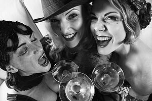 Three retro prime adult Caucasian females out on the town.