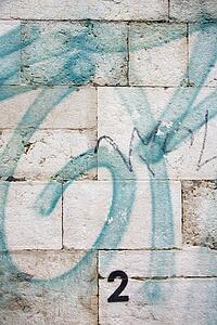 Graffiti painted wall in Lisbon, Portugal.