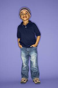African American male child standing portrait.