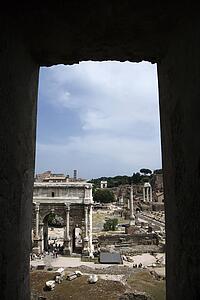 Roman Forum ruins in Rome, Italy.