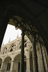Exterior view of Mosteiro dos Jeronimos in Lisbon, Portugal.