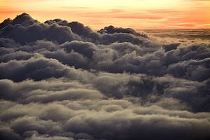 Aerial shot of sunrise in Haleakala National Park, Maui, Hawaii.