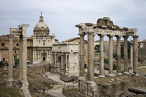 Roman Forum ruins in Rome, Italy.