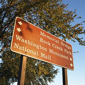 Sign giving directions to landmarks in Washington, D. C.