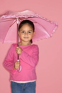 Female Hispanic girl with umbrella.