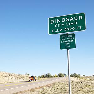 City limit sign for city of Dinosaur, Colorado, 