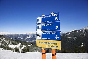 Ski resort trail direction signs