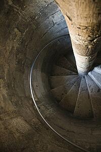 Spiral stone staircase.