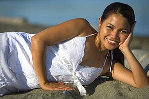 Woman laying on the beach