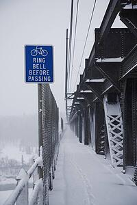 Snow covered bicycle path