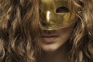 Closeup of woman with mask