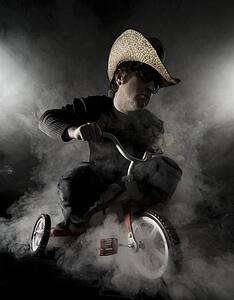 Man on tricycle