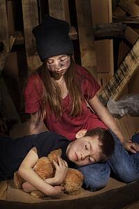 Impoverished boy and girl