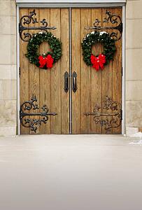 Doors with Christmas wreaths
