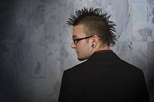 Profile of man with a mohawk