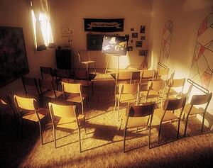 Sun-filled sunday school room