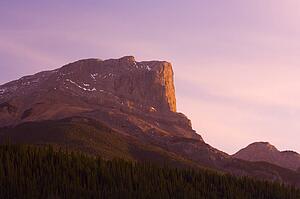 Roche Miette mountain in Jasper at sunset 