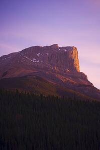 Roche Miette mountain in Jasper at sunset 