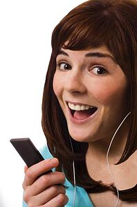 Woman listening to music player