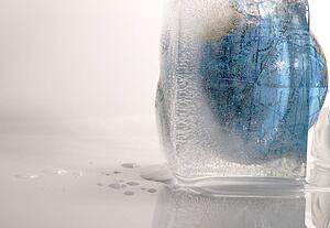 Globe encased in ice