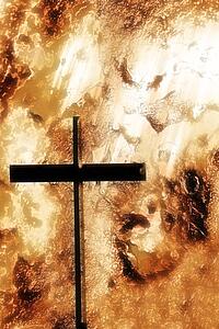 A cross with an orange rough background