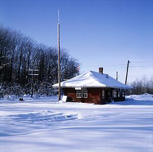 Old train station in the snow