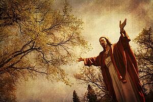 Statue of Jesus with outstretched arms