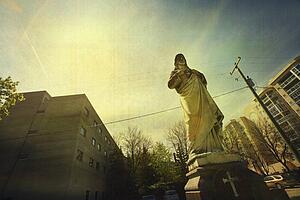 Religious statue in the city