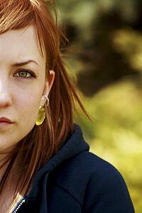 A woman looking at the camera