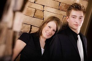 A couple looking at the camera