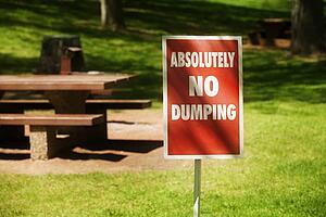 No dumping sign in the park
