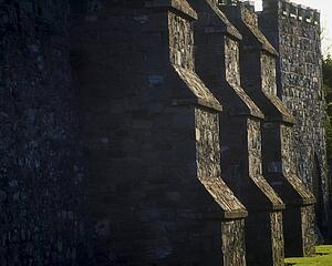 Dublin, Buttresses on preserved section of City Wall, Cook Street, Ireland
