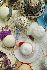 Hats for sale at a market