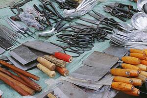 Knives and scissors for sale at a market