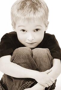 Front view of a boy looking at camera