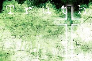 Computer generated image of cross and the word 'truth'