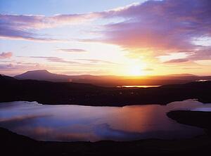 Co Donegal, Sunset Over Lough Salt, Ireland