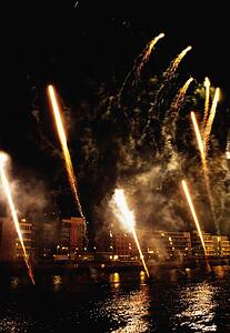 St Patrick's Day Festival, fireworks display, Custom House Quay, Dublin, Ireland